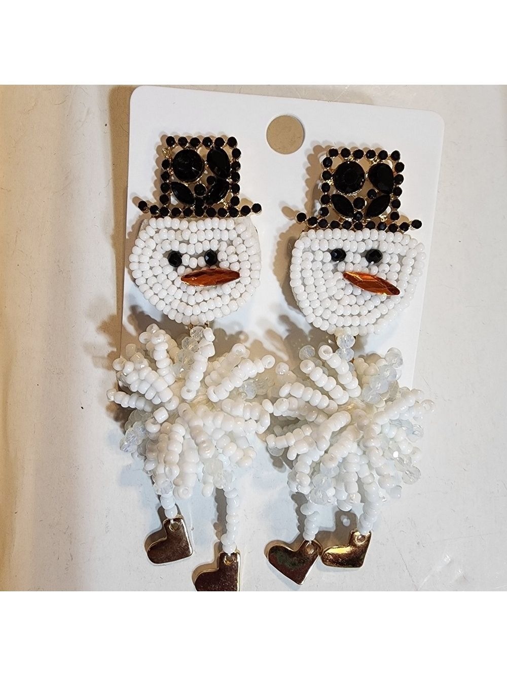 Beaded Earrings Santa /Snowman - Picture 4 of 4